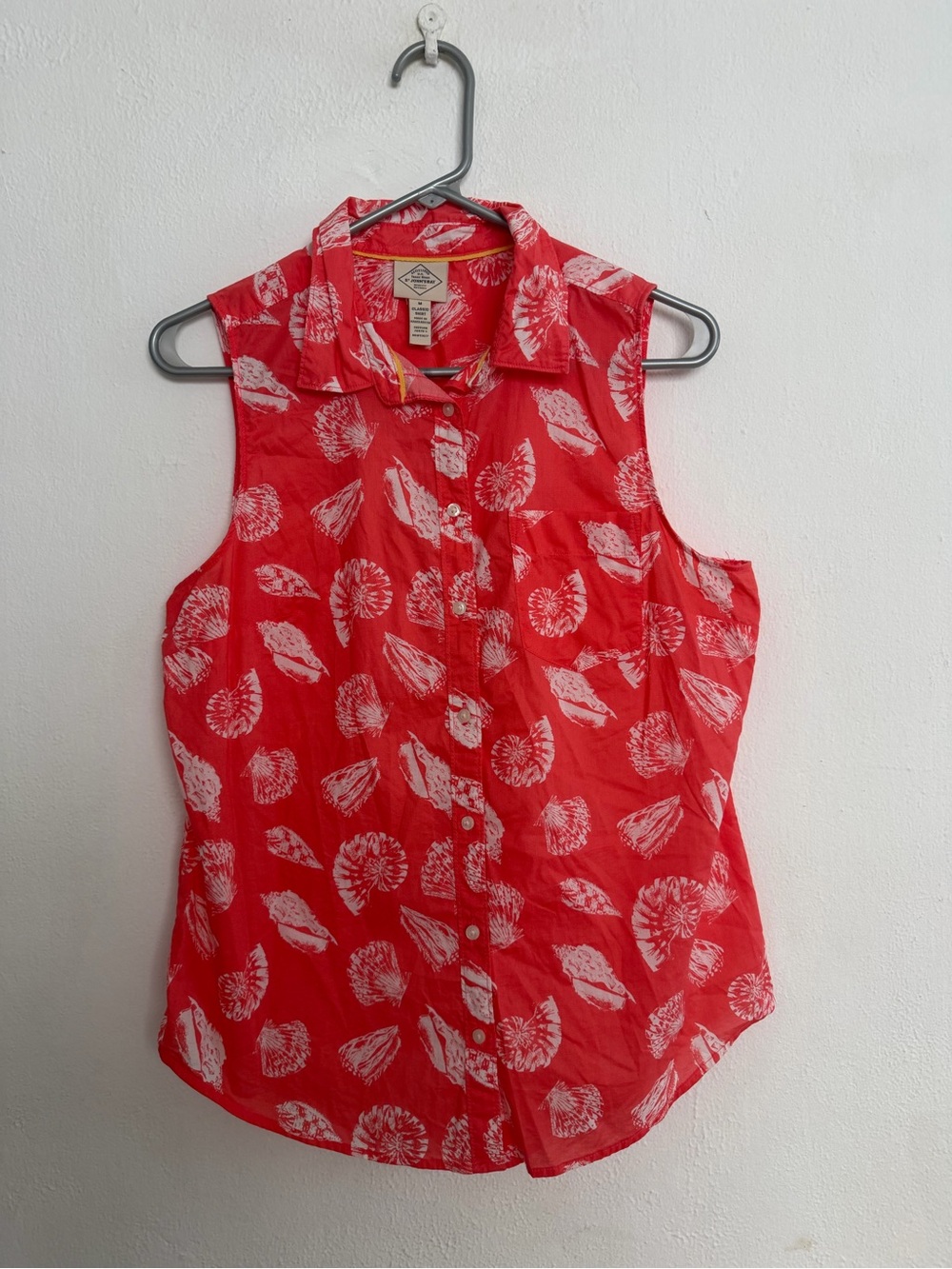 Sleeveless Red Floral Shells Button-Front Top - St. Johns Bay